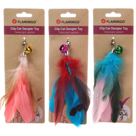 Играчка за котка Flamingo Maud Feather 20  см -  приставка за въдица с пера и звънче